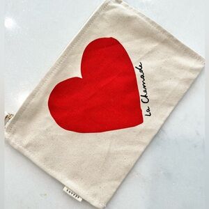 New Sezane Pouch l La Chamade l Heart Cotton Clutch l Makeup & Toiletries Bag